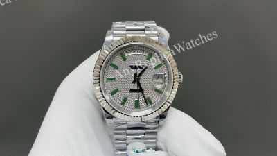 8+ Factory Rolex Daydate 40mm Fluted Bezel 3255 Movement Index Diamond Face Watch